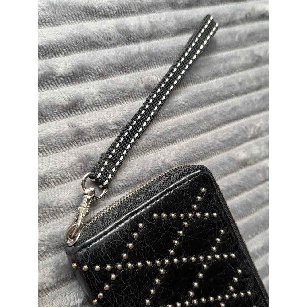 HOBO INTERNATIONAL black SOFT LEATHER ZIP AROUND STUDDED WALLET - Picture 5 of 16